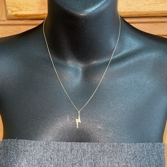 Solid Stamped 10K Yellow Gold Lightning Pendant Bolt Necklace (not 14K) Vintage - Picture 3 of 10